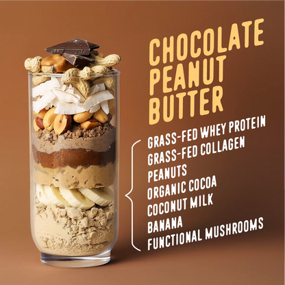 FlavCity Grass Fed Whey Chocolate Protein Powder - Chocolate Peanut Butter - 25g Protein & 10g Collagen - Made with Organic Cocoa & Coconut Milk - Gluten Free & No Added Sugars (20 Servings)
